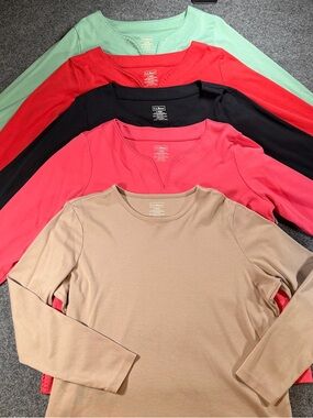 L.L. Bean Women's Long-Sleeve, 3/4 Sleeve Top - lot of 5 large regular